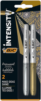 Rotulador Bic Intensity Permanente Blister 2 Uds Oro Y Plat | Bic | Pack 1 Unidades